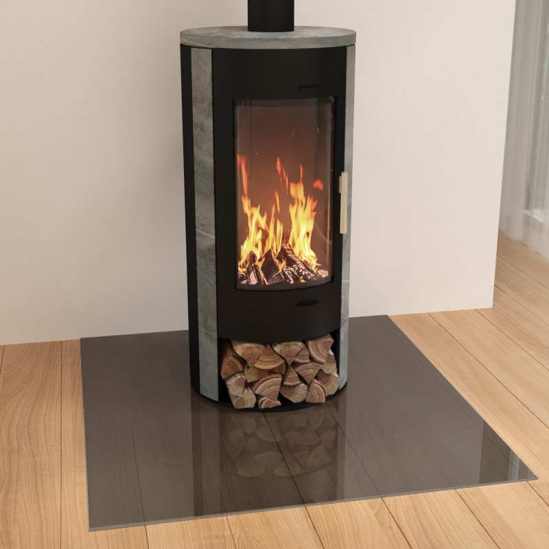 Kamin Bodenplatte aus 8 mm Graues ESG Glas Parsol®