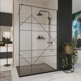 Glastrennwand Dusche mit Farbdruck FRAME RAUTE